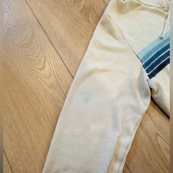 Aviator Nation Cream Zip-Up Sweater with Blue Stripes - Picture 3 of 16